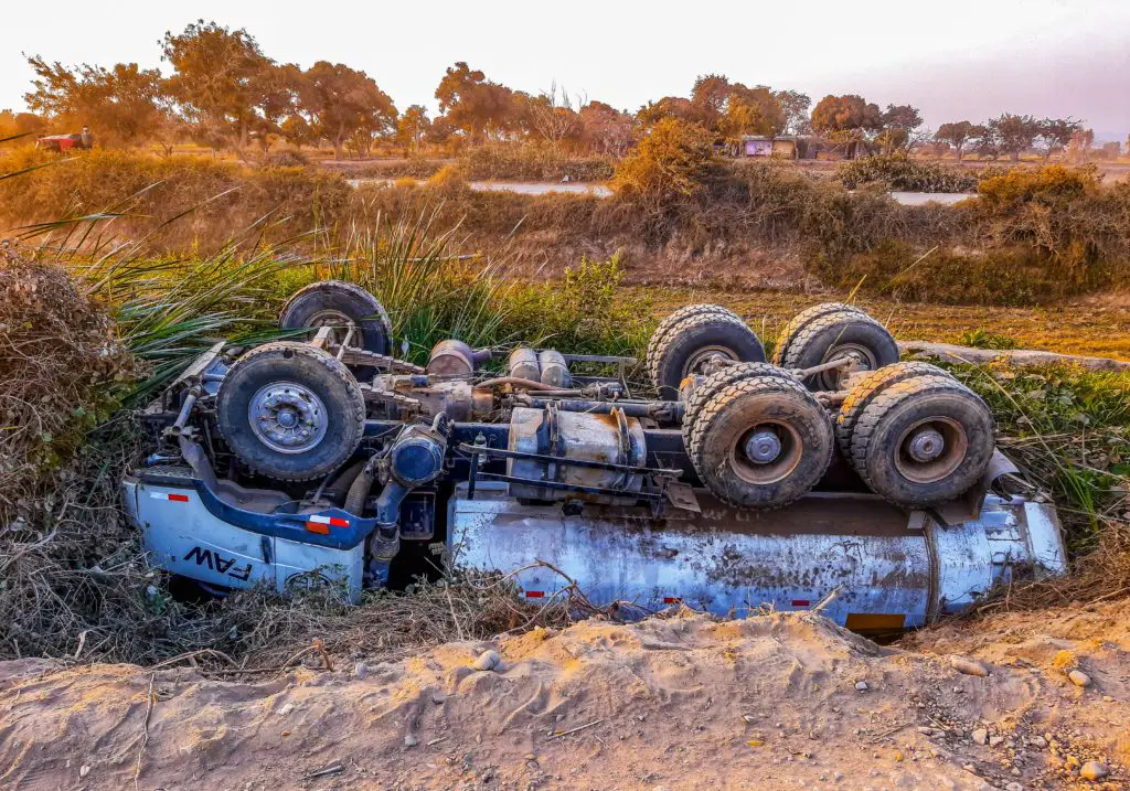 big truck causing an accident